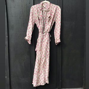 saks fifth silk maxi long sleeve wrap dress